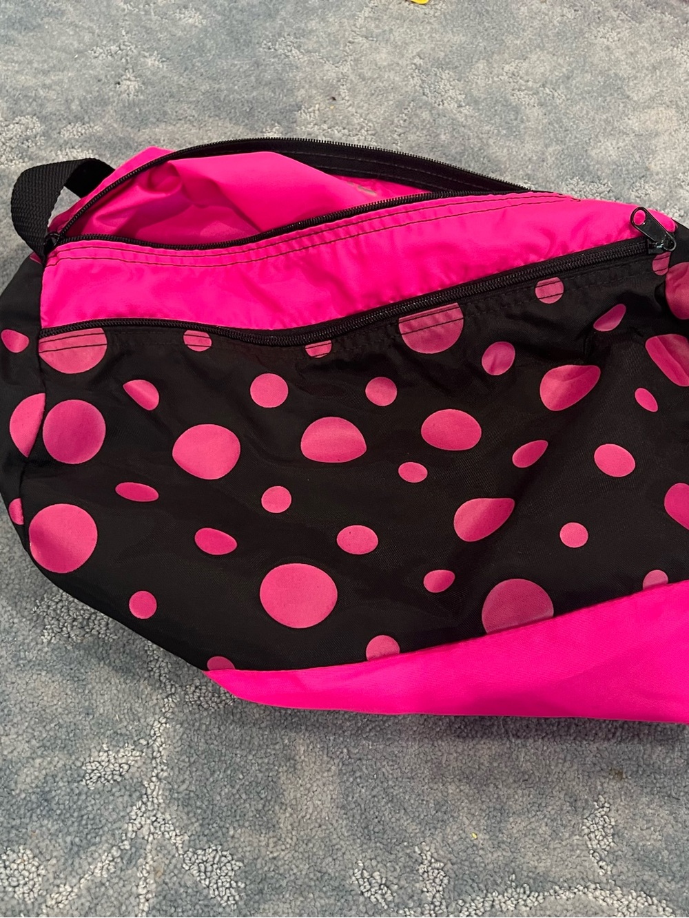 Vintage Pink and Black Polka Dot Crossbody Bag